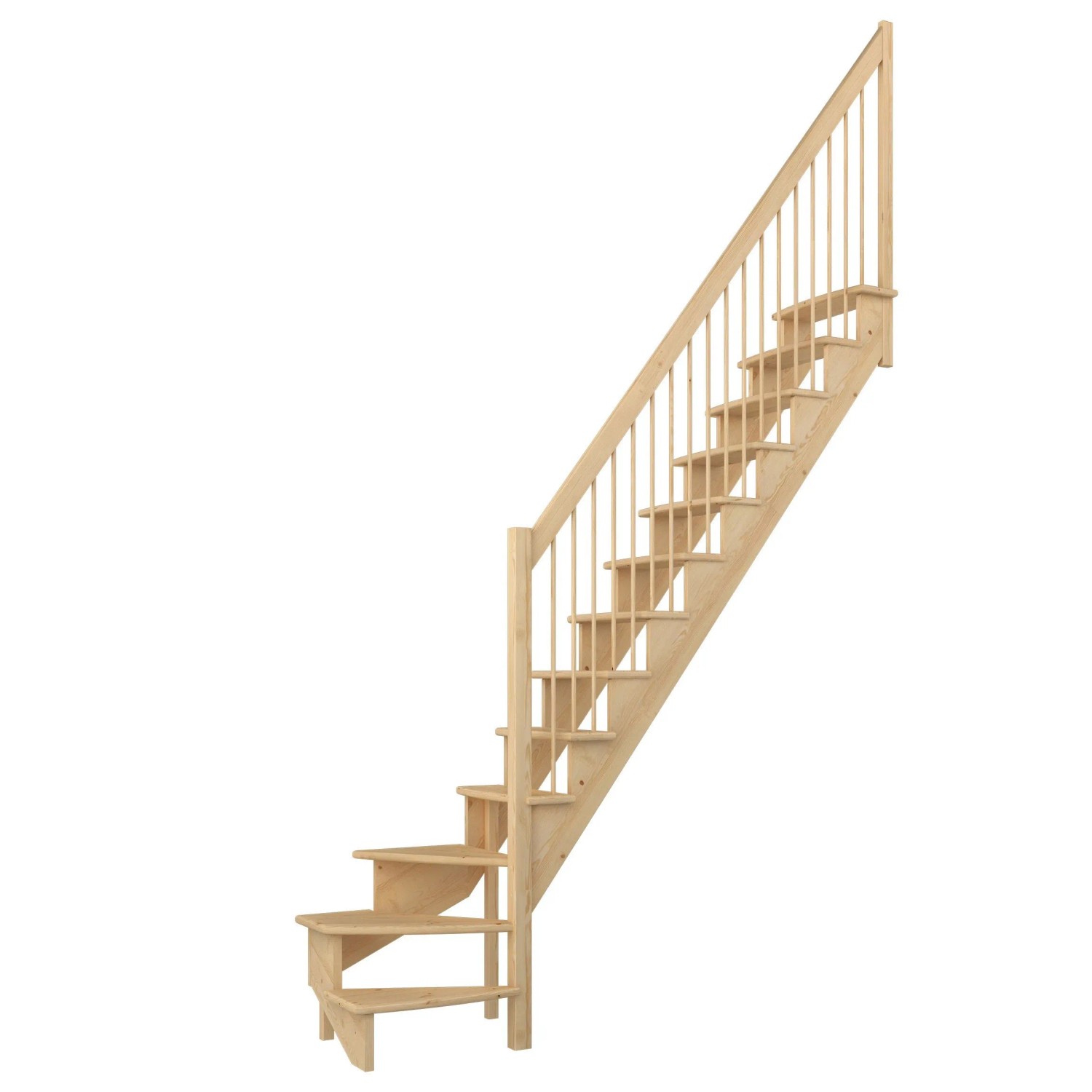 Dolle Raumspartreppe Lyon Kiefer Holzgeländer 75 cm 1/4-gewendelt U/R FSC® günstig online kaufen