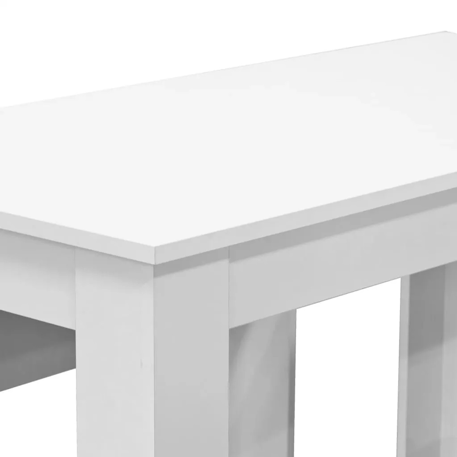 vidaXL Essgruppe, 3-teilig, weißer Tisch und Bänke aus Holzwerkstoff.