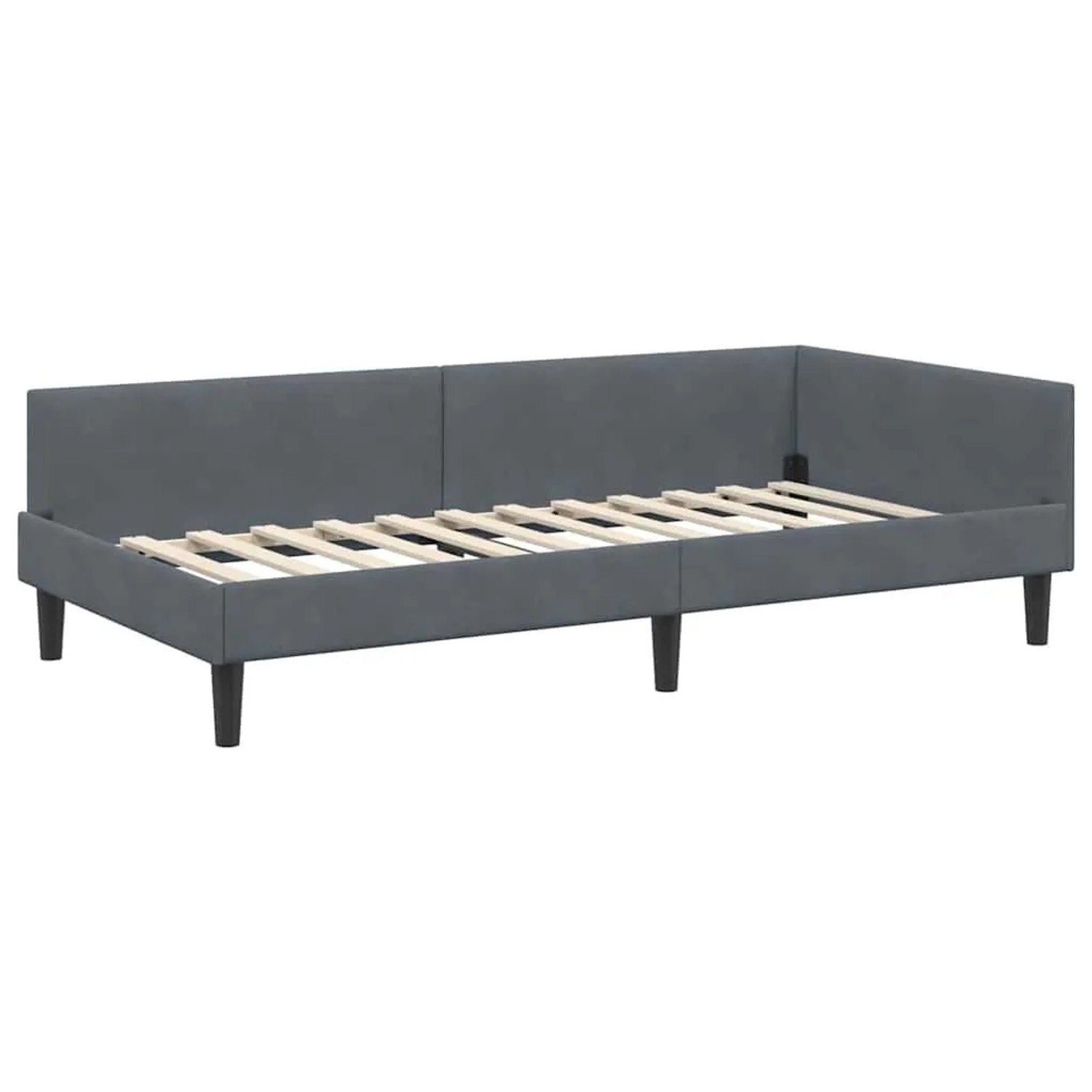 vidaXL Eckbettgestell mit Kopfteil Dunkelgrau 80 x 200 cm Stoff 42016135
