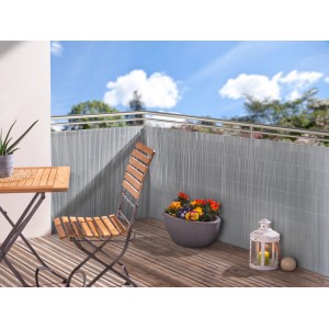 Floraworld Kunststoffmatte Premium, silbergrauer Sichtschutz für Balkon und Terrasse.