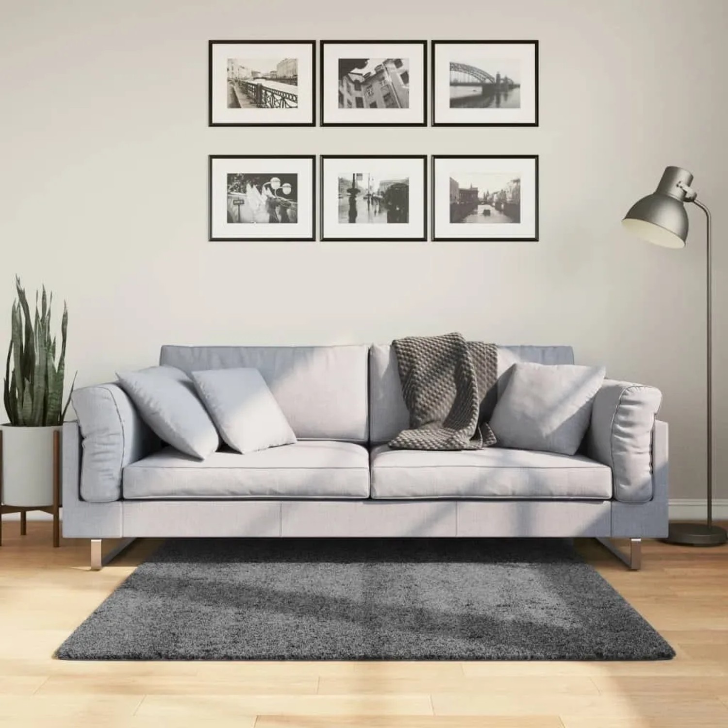 vidaXL Teppich OVIEDO Kurzflor Anthrazit 120x120 cm 375467_2