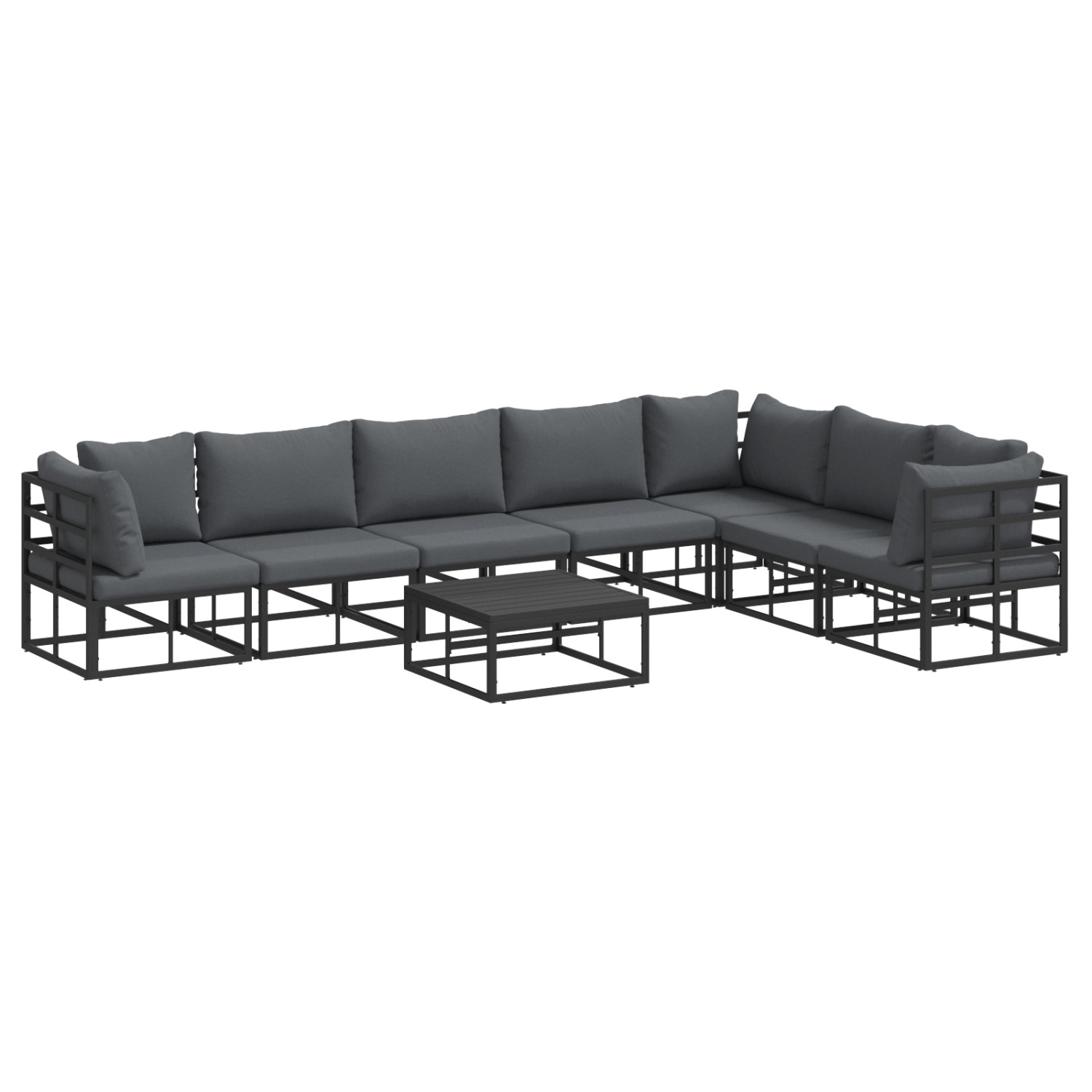 vidaXL Garten-Sofa-Set mit Kissen 8-Tlg Schwarz Aluminium 3378873 günstig online kaufen