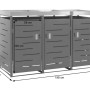 MCW 3er-Mülltonnenverkleidung H40 in Anthrazit mit Pflanzkasten, 125x198x84cm. Abschließbare Stahlbox für den Garten.