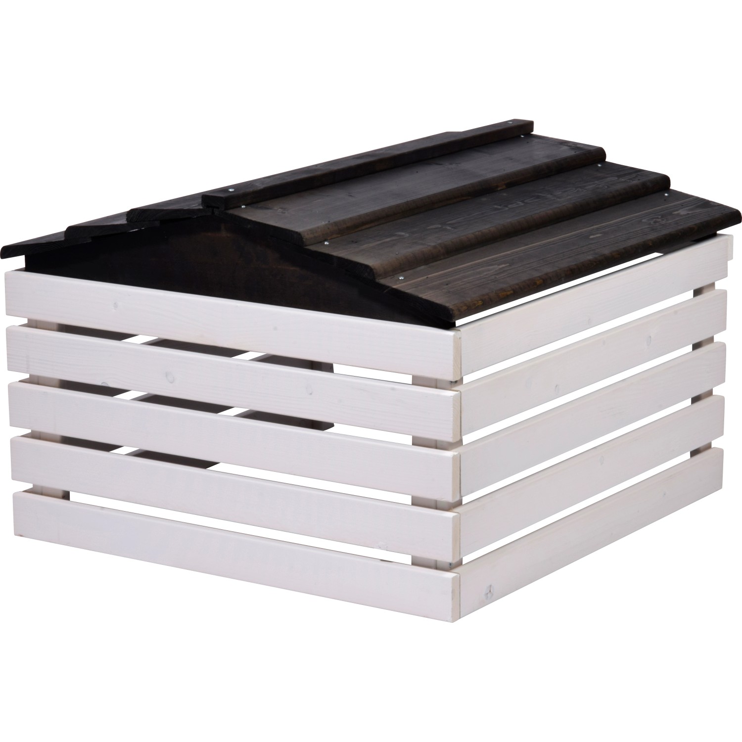 Dobar Mährobotergarage mit abnehmbarem Dach, weiß und schwarz.