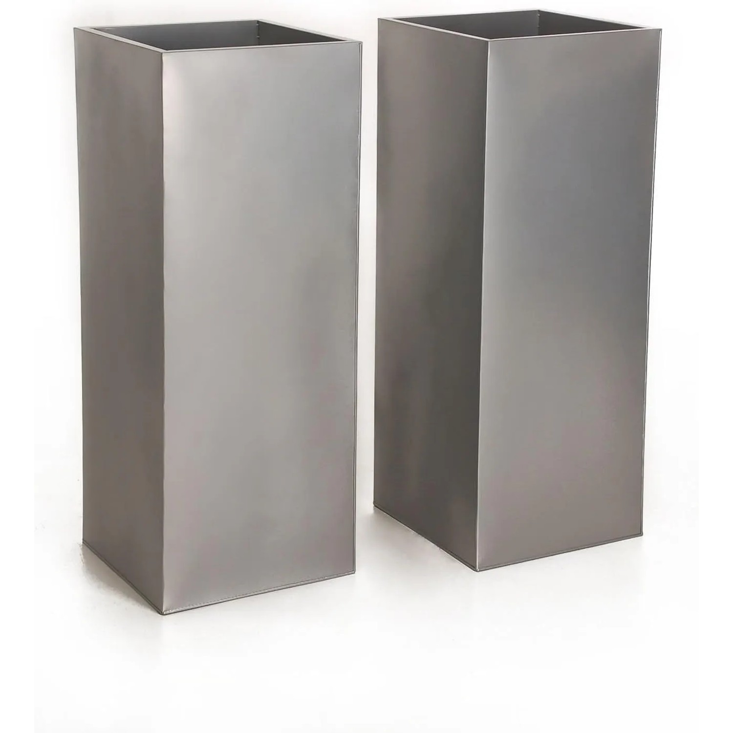 Vivanno Pflanzkübel Block 40 cm x 40 cm x 100 cm Silber