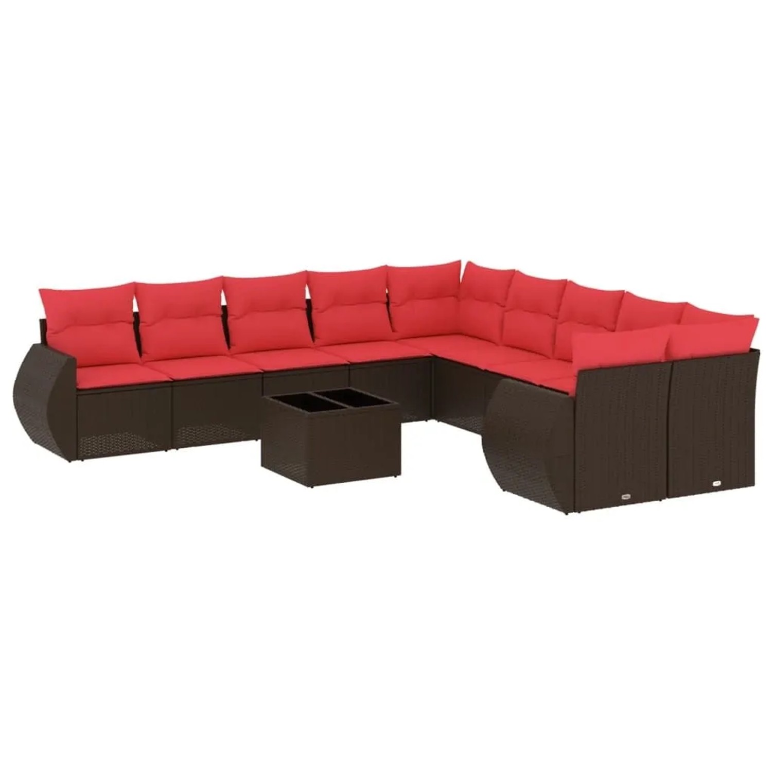 vidaXL 11-Tlg Gartensofa-Set mit Kissen Braun Polyrattan 3221923