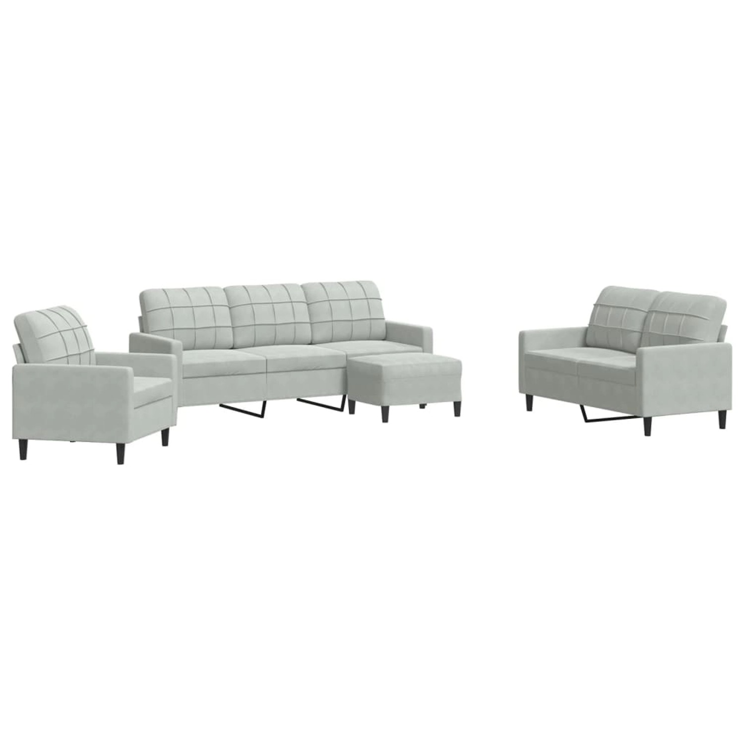 vidaXL 4-Tlg Sofagarnitur mit Kissen Hellgrau Samt 2162754 günstig online kaufen