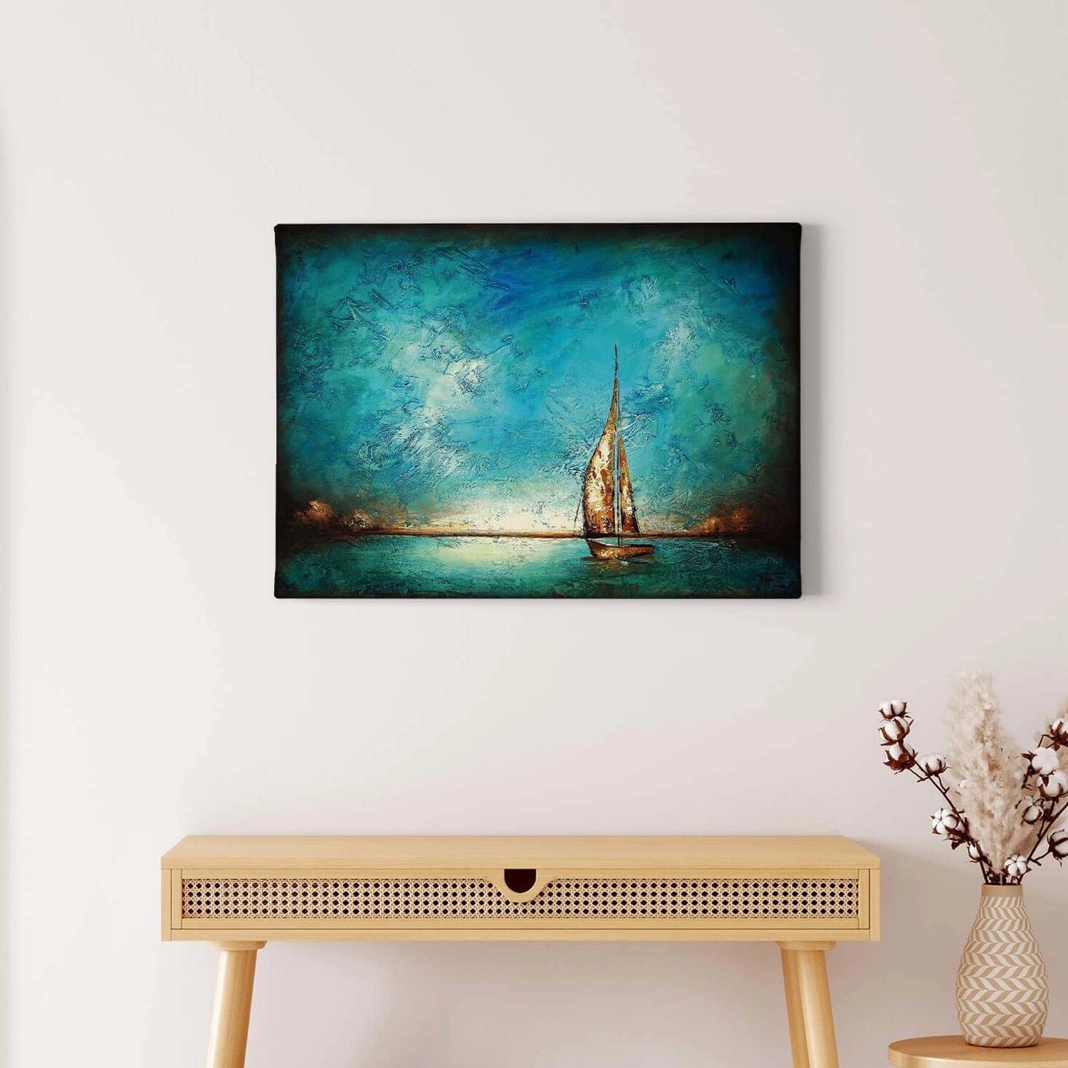 Bricoflor Kunst Bild Mit Meer Motiv Leinwand Bild In Ölgemälde Mit Segelsch günstig online kaufen