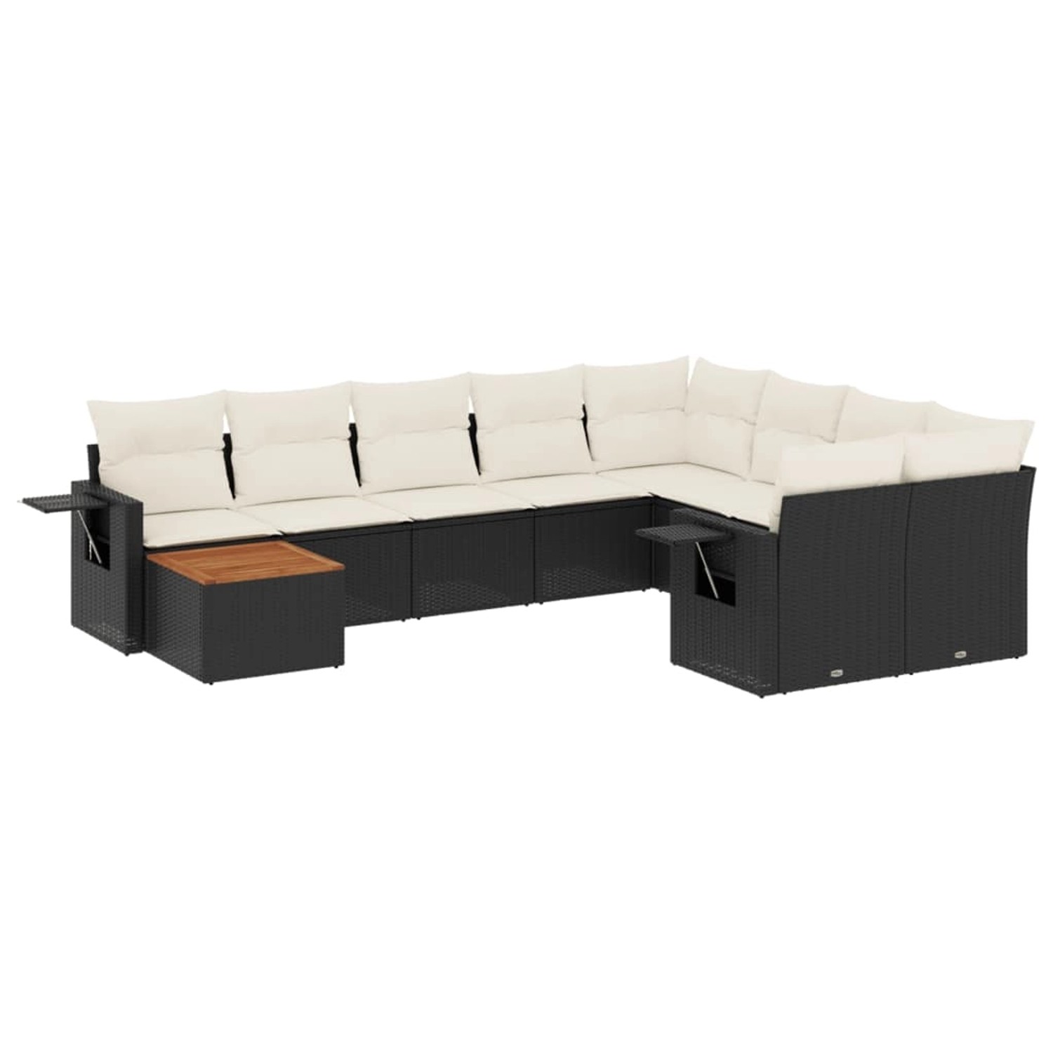 vidaXL 10-Tlg Garten-Sofagarnitur mit Kissen Schwarz Poly Rattan 3257057 günstig online kaufen