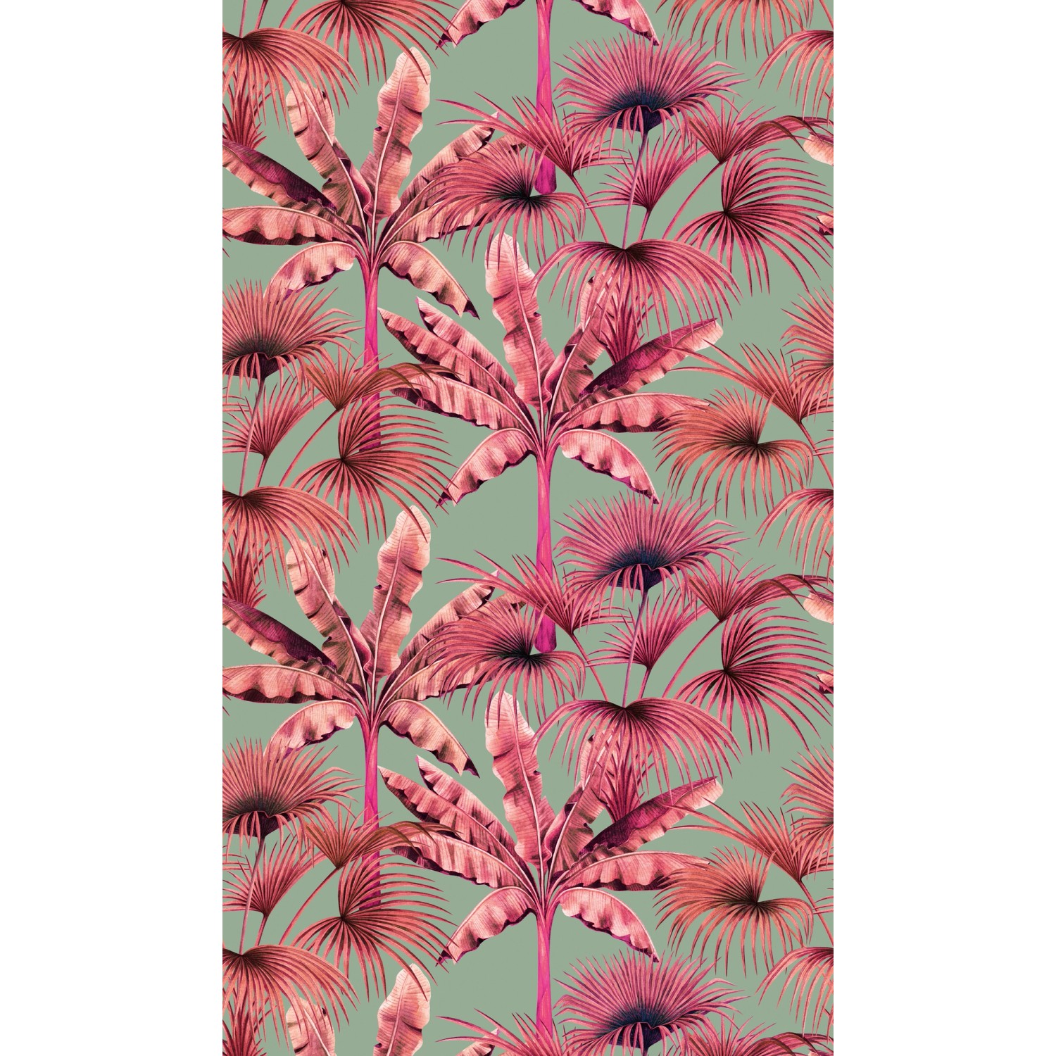 A.S. Creation Fototapete Palmenblätter 1,59 m x 2,8 m Pink-Grün FSC®