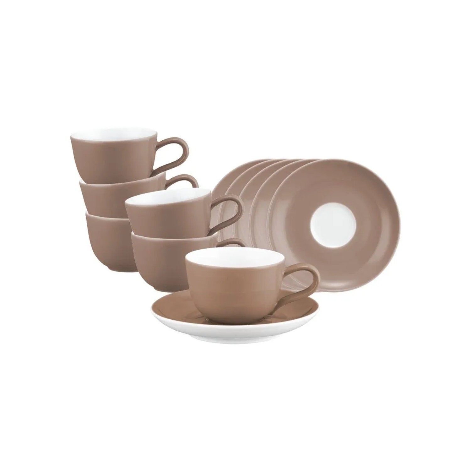 Seltmann Weiden Liberty Pure Colors Espressotasse mit Untertasse 6er Set Cocoa Brown