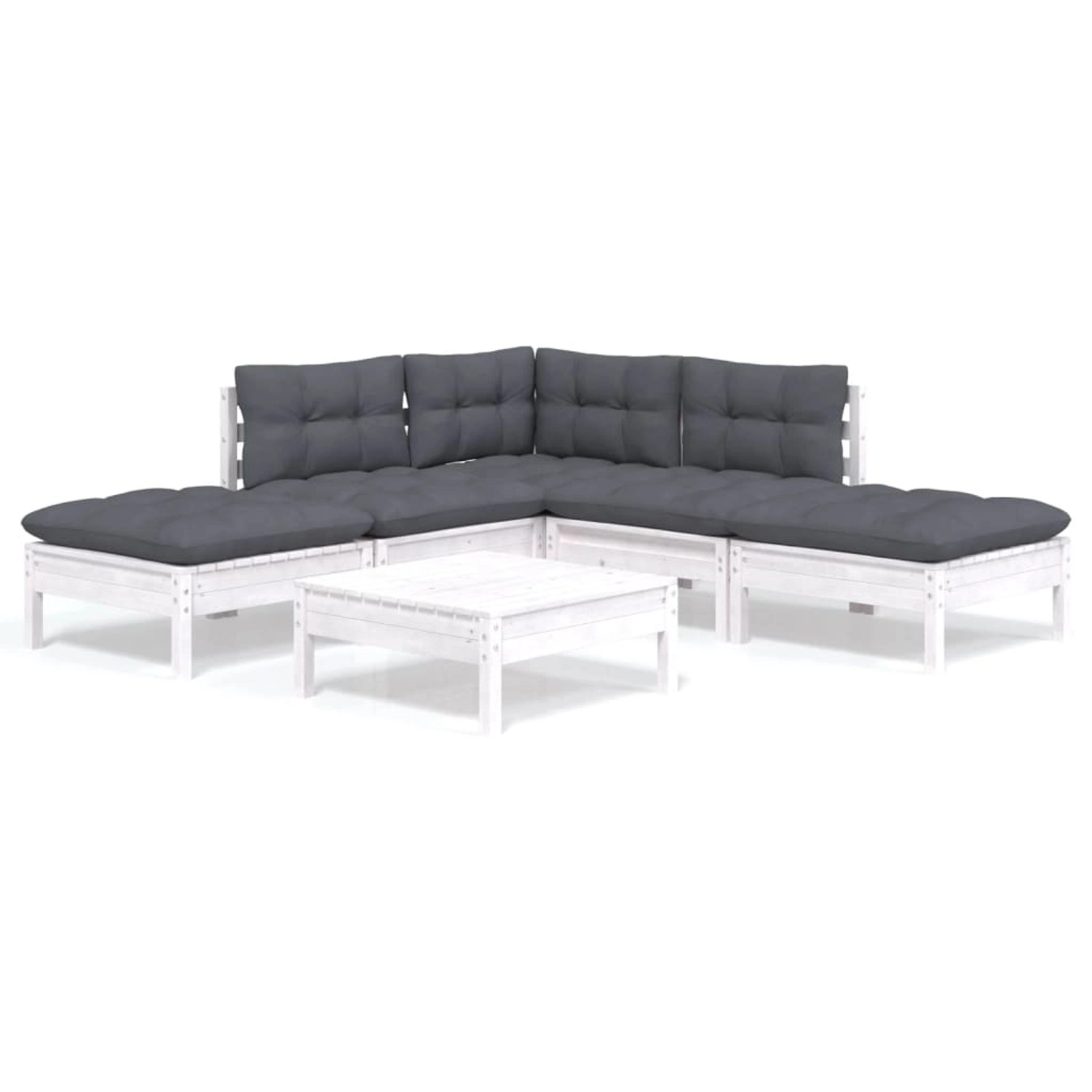 vidaXL 6-Tlg Garten-Lounge-Set mit Kissen Weiß Kiefernholz 3096317 günstig online kaufen