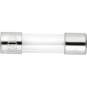 Feinsicherung 0,2 A, träge, 2 Stück, Glasrohr mit Metallkappen zum Schutz vor Überströmen.