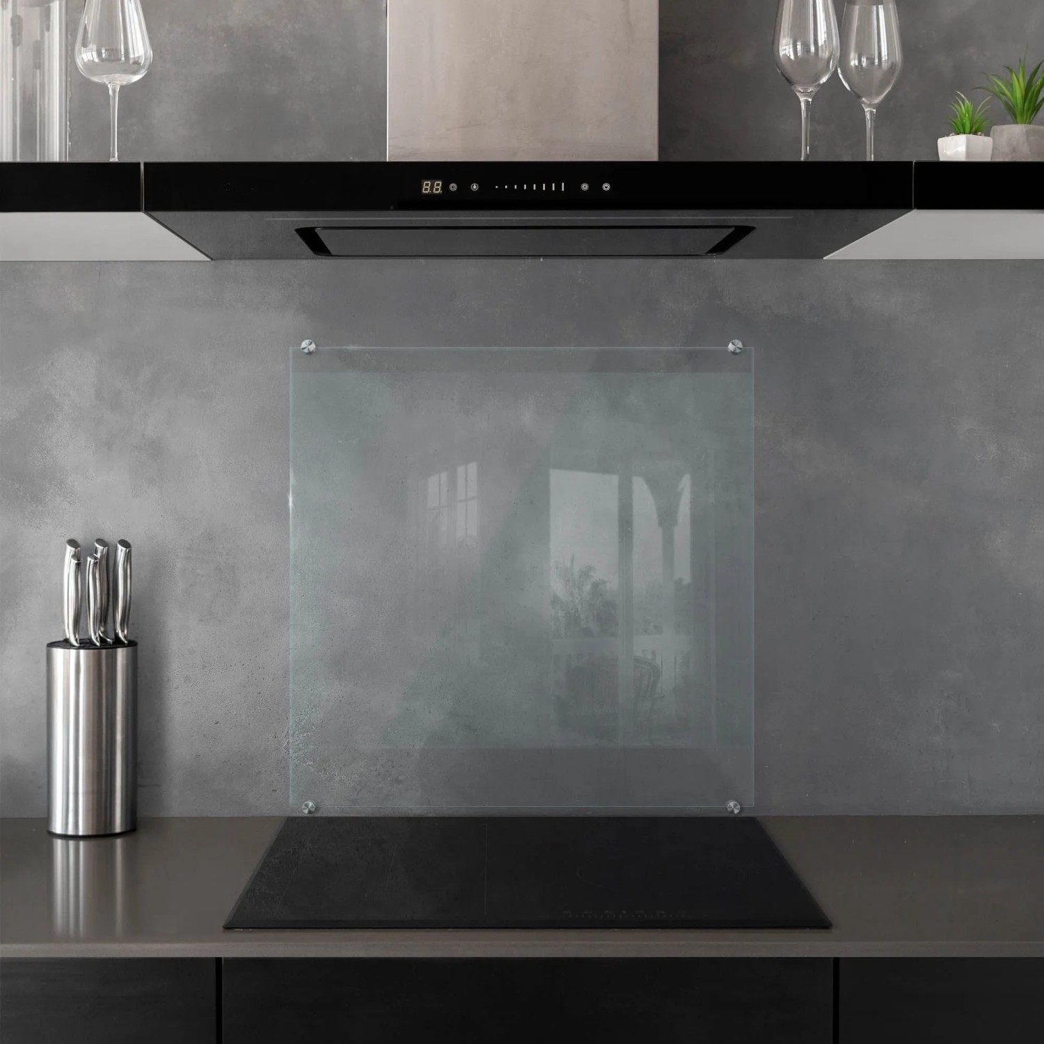 Tulup Küchenrückwand Glas Transparent Küchenrückwand Glas Klar 60x60 cm Küchen Spritzschutz aus Glas Klar_5
