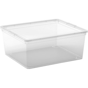 Transparente Aufbewahrungsbox C M mit Deckel, ideal zur Lagerung und Organisation von Gegenständen.