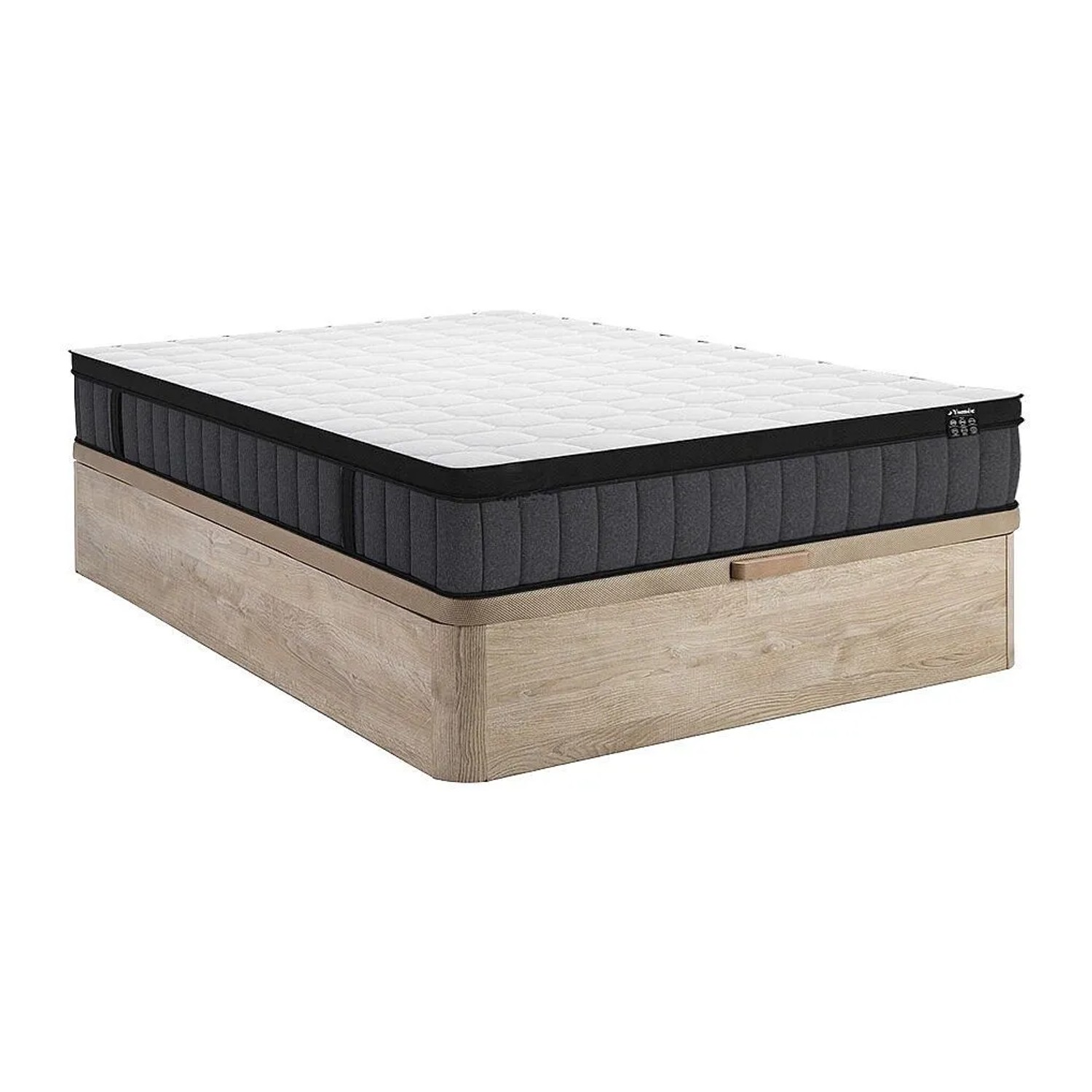 Vente-unique Matratze Und Bettgestell Mit Lattenrost Und Bettkasten Tolca Naturfarben Hell 200 cm