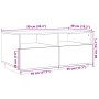 Couchtisch Braun Eichen-Optik mit LED-Leuchten, 90x49x40 cm. Rechteckig, mit offenen und geschlossenen Fächern.