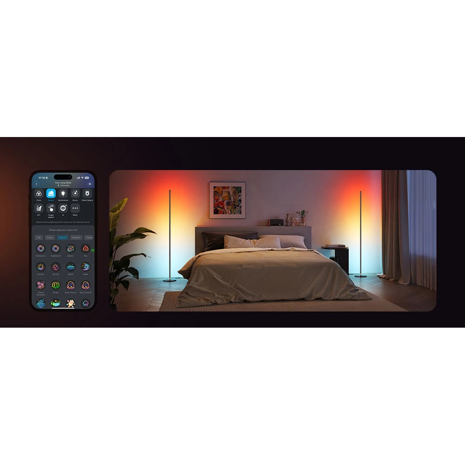 Govee LED Leuchtmittel Set, Kerzenform, 6500K, 1000lm, 24W, mit App-Steuerung im Schlafzimmer.