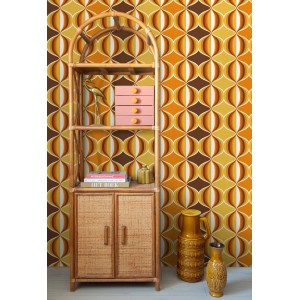 Sanders & Sanders Tapete Retro-Ornamente Gelb Braun und Orange 53 cm x 10.05 m