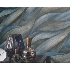 Erismann Vliestapete Casual Chic Wellen Stormy Blau im Raum mit Deko.