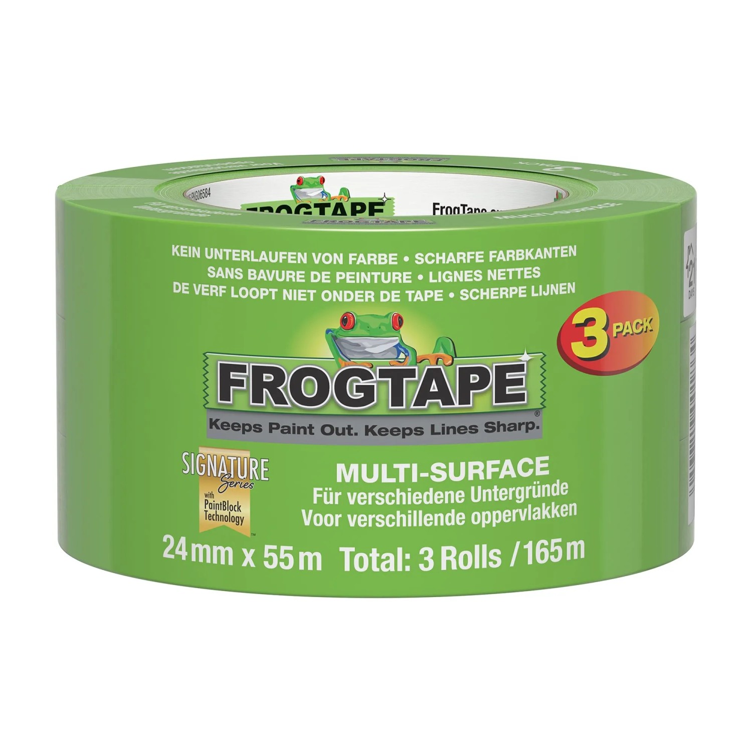 FrogTape Feinkrepp-Malerband Multi-Surface 24 mm Länge 55 m 3er Pack