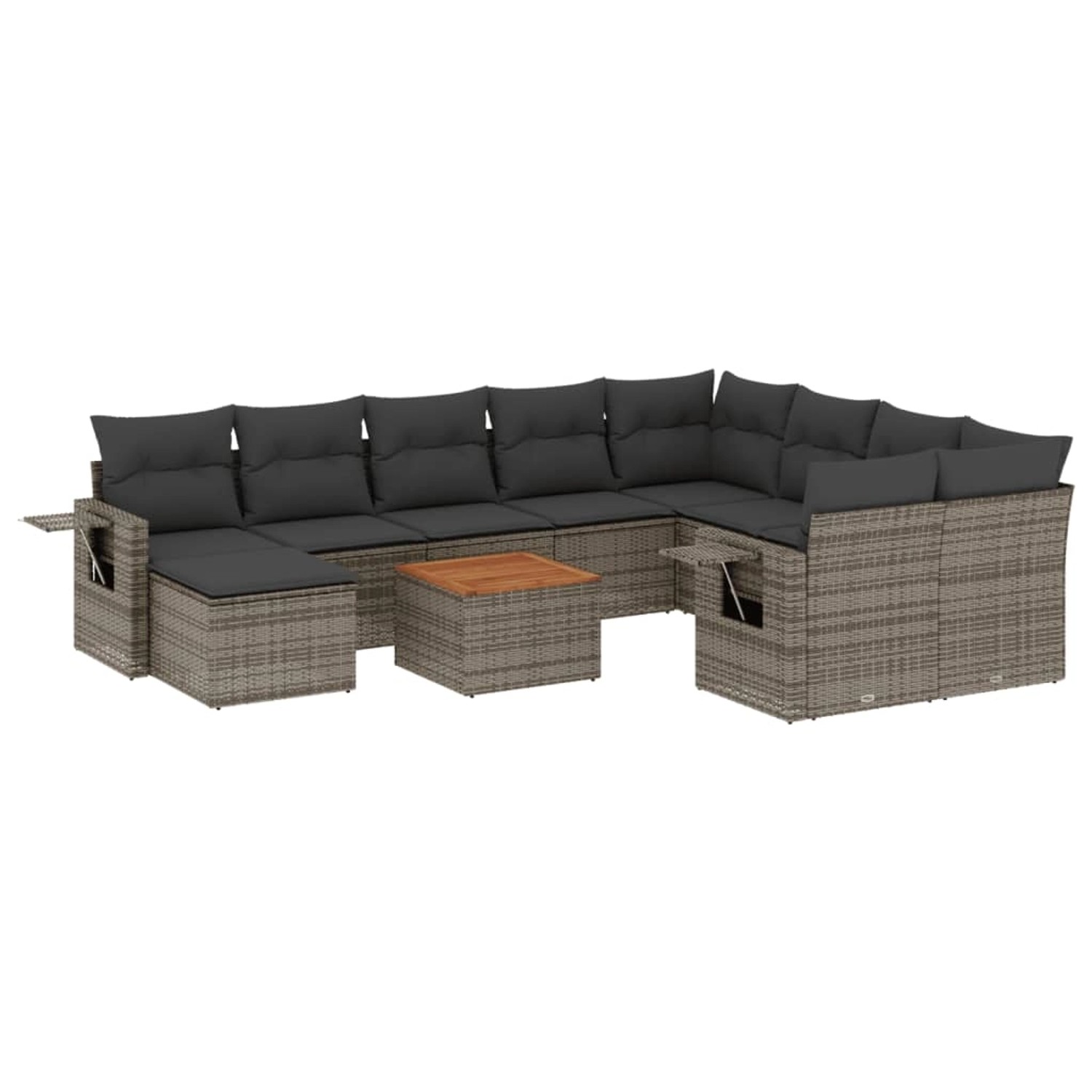 vidaXL 11-Tlg Garten-Sofagarnitur mit Kissen Grau Poly Rattan 3257187 günstig online kaufen