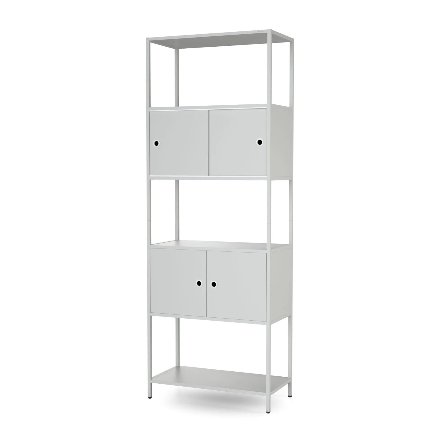 JAN NOWAK Regal für Ordner mit Abschließbarem Schrank Büroregal Offene Fachböden Metall ARIEL 80 × 220 × 40 cm Grau