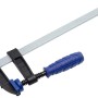 LUX Schraubzwinge 200 mm, Spannwerkzeug mit blauem Griff und silberner Schiene.
