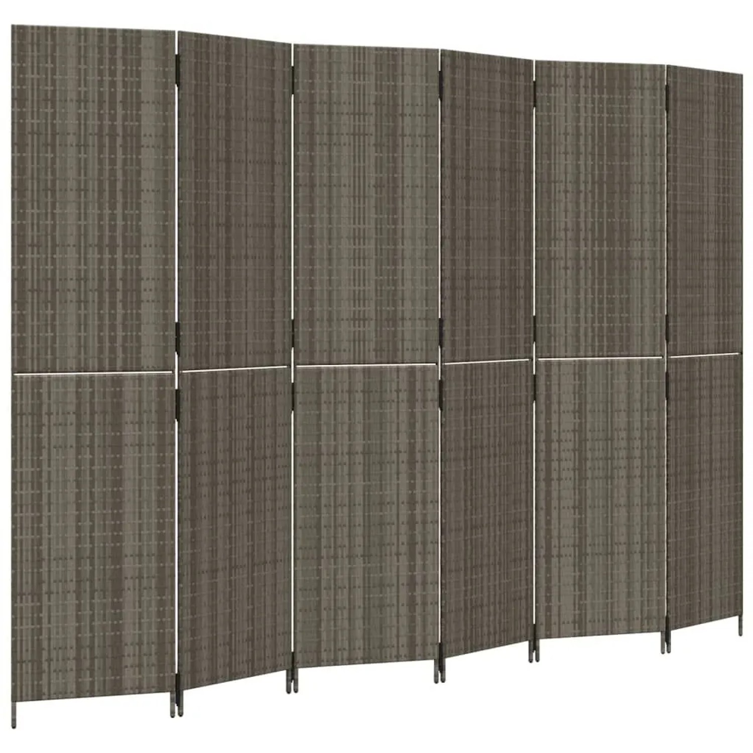 vidaXL Paravent 6 Tlg Grau Poly Rattan 365370