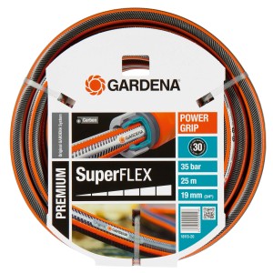 Gardena Premium SuperFlex Gartenschlauch, 19 mm (3/4 Zoll), 25 m, orange-schwarz.