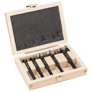 Bosch Forstnerbohrer Set, 5-teilig, in Holzbox. Bohrersets für präzise Löcher in Holz.
