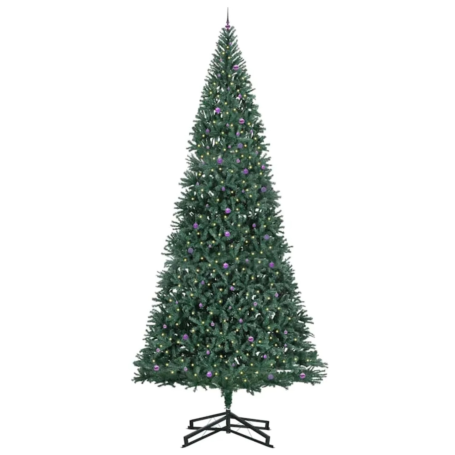 vidaXL Künstlicher Vorbeleuchteter Weihnachtsbaum mit Kugelset Grün 3394848