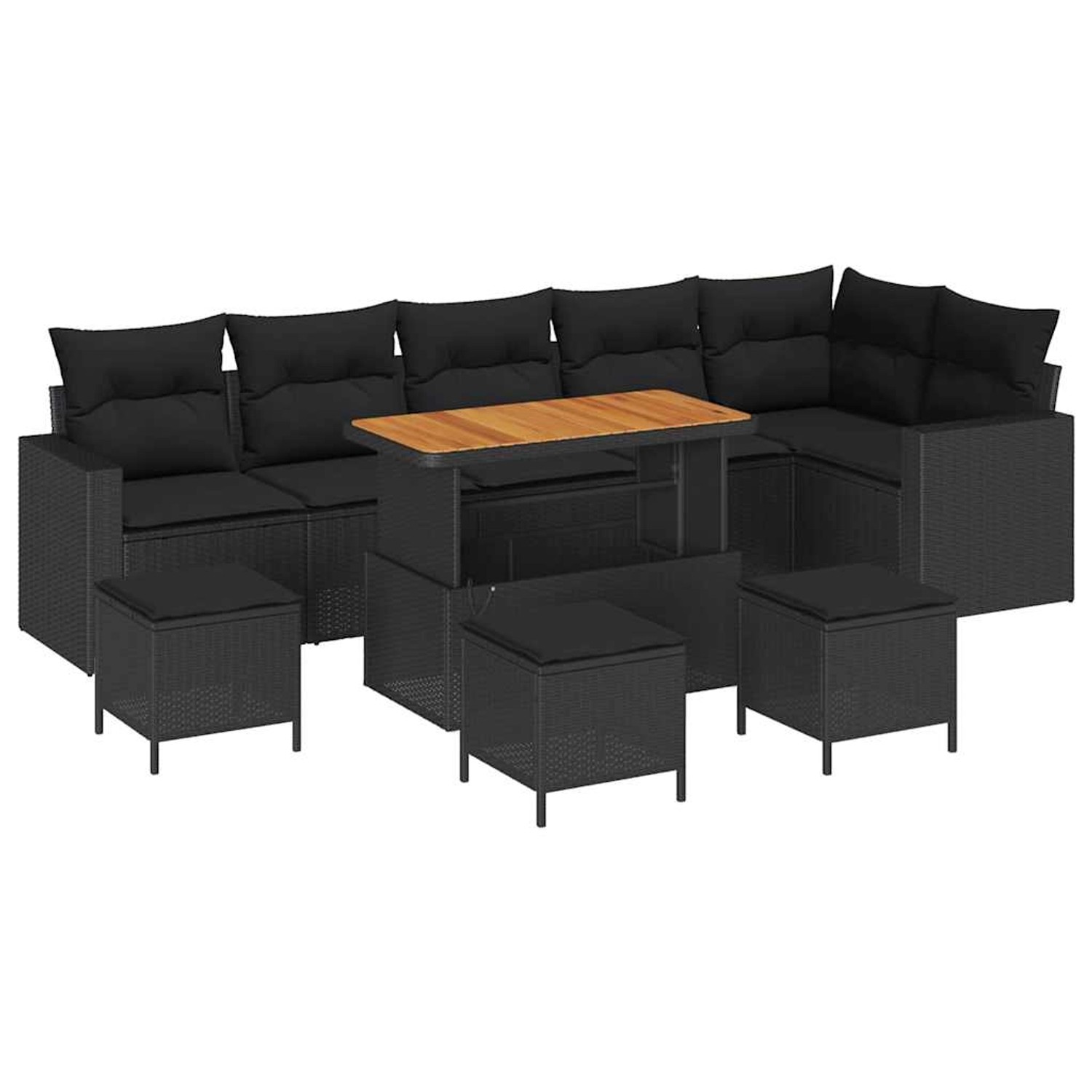 vidaXL Garten-Sofa-Set 10-Tlg Schwarz Poly Rattan 3361639 günstig online kaufen