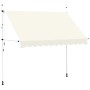 Cremeweiße, handbetriebene Einziehbare Markise (300 cm) mit Stahlrahmen, ideal für Terrasse oder Balkon.