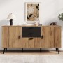 Modernes Merax Sideboard in Holzoptik mit schwarzem Mittelteil, 3 Türen, 2 Schubladen. Stilvolle Aufbewahrung im Wohnzimmer.