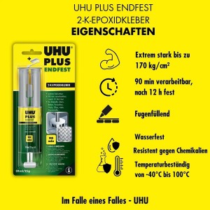 Uhu Plus Endfest 2-K-Epoxidkleber Doppelkammer-Spritze 25 g