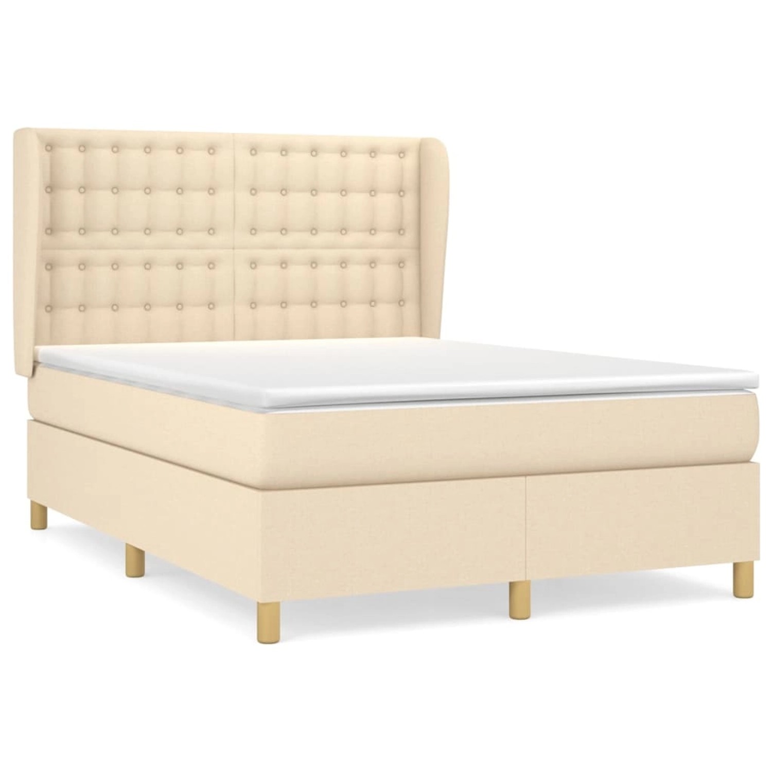 vidaXL Boxspringbett Boxspringbett mit Matratze Creme 140x200 cm Stoff Bett günstig online kaufen