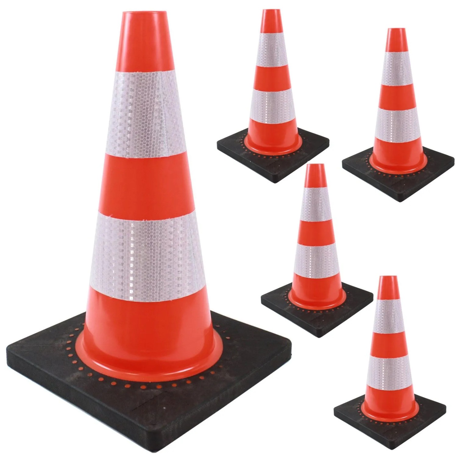 TRUTZHOLM 5x Verkehrskegel Schwere Ausführung Reflektionsstreifen  45cm