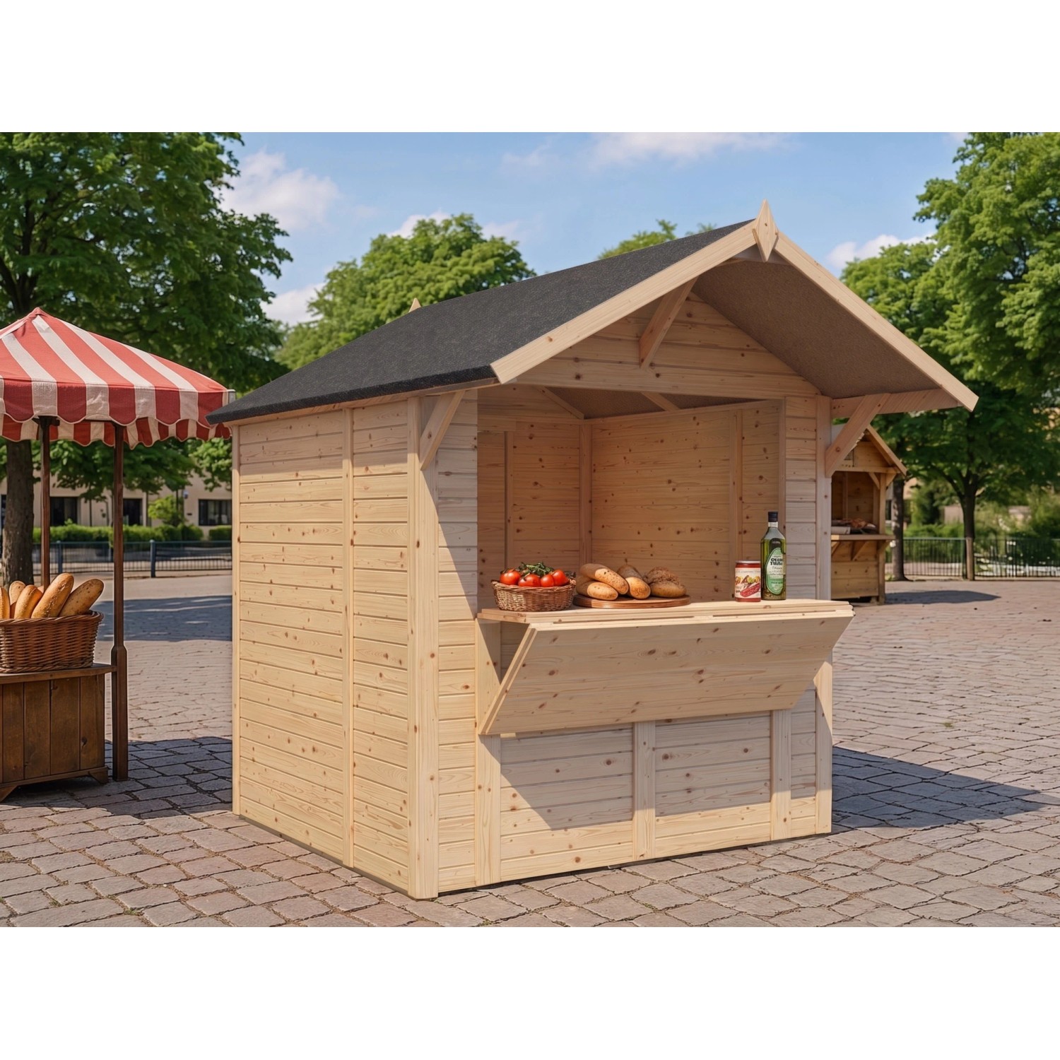 Woodtex Marktstand Verkaufsstand Niko 1 14 mm Naturbelassen