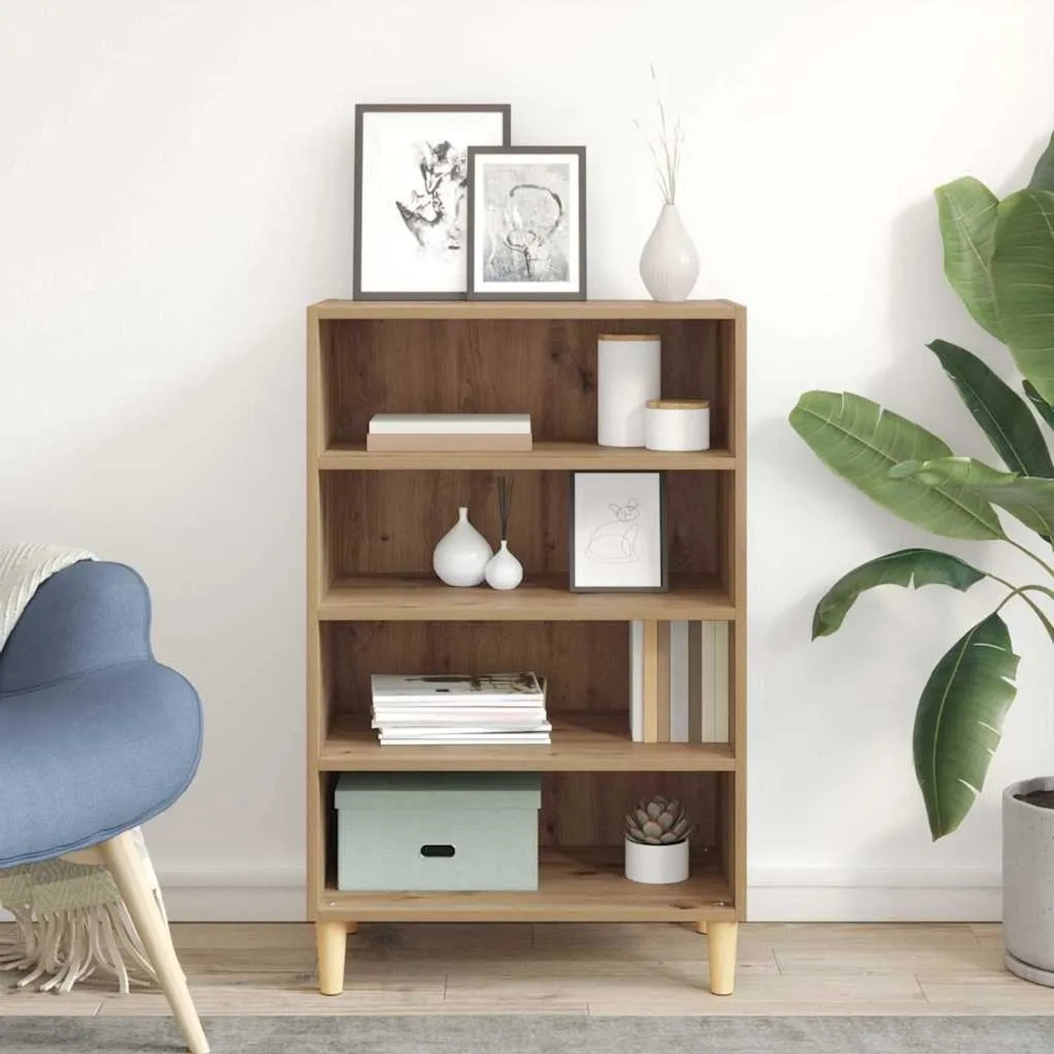 vidaXL Sideboard Artisan-Eiche, Holzwerkstoff, 57x35x89,5 cm. Sideboard mit vier Fächern.