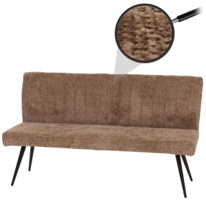 BERLINLODGE Sitzbank 90x160x60cm Sitzhöhe 48cm Rückenlehne Stoff/Textil Chenille Metall 160cm Braun
