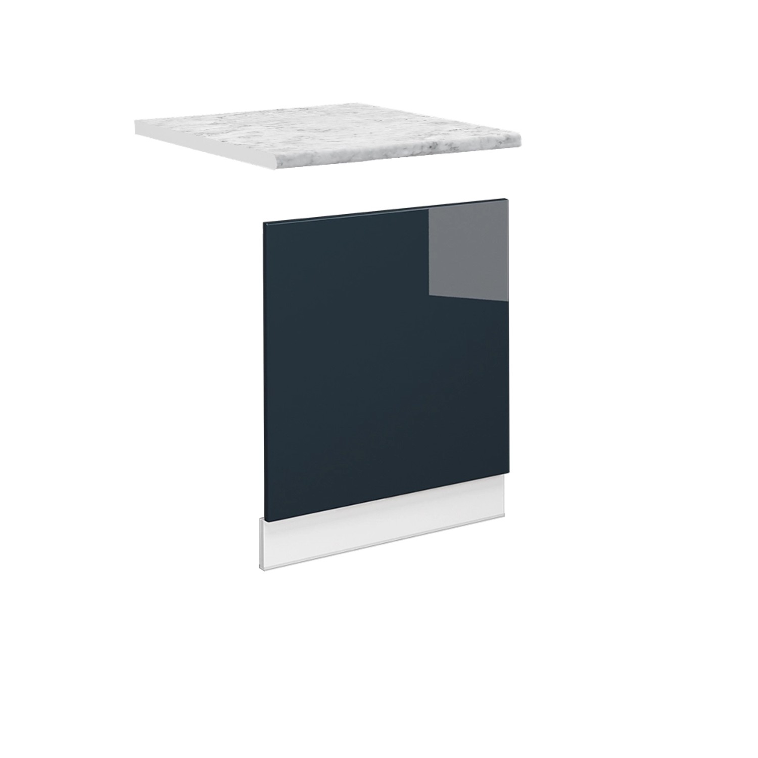 Vicco Frontblende Fame-Line Dunkelblau Hochglanz/Anthrazit 60 cm AP Marmor günstig online kaufen