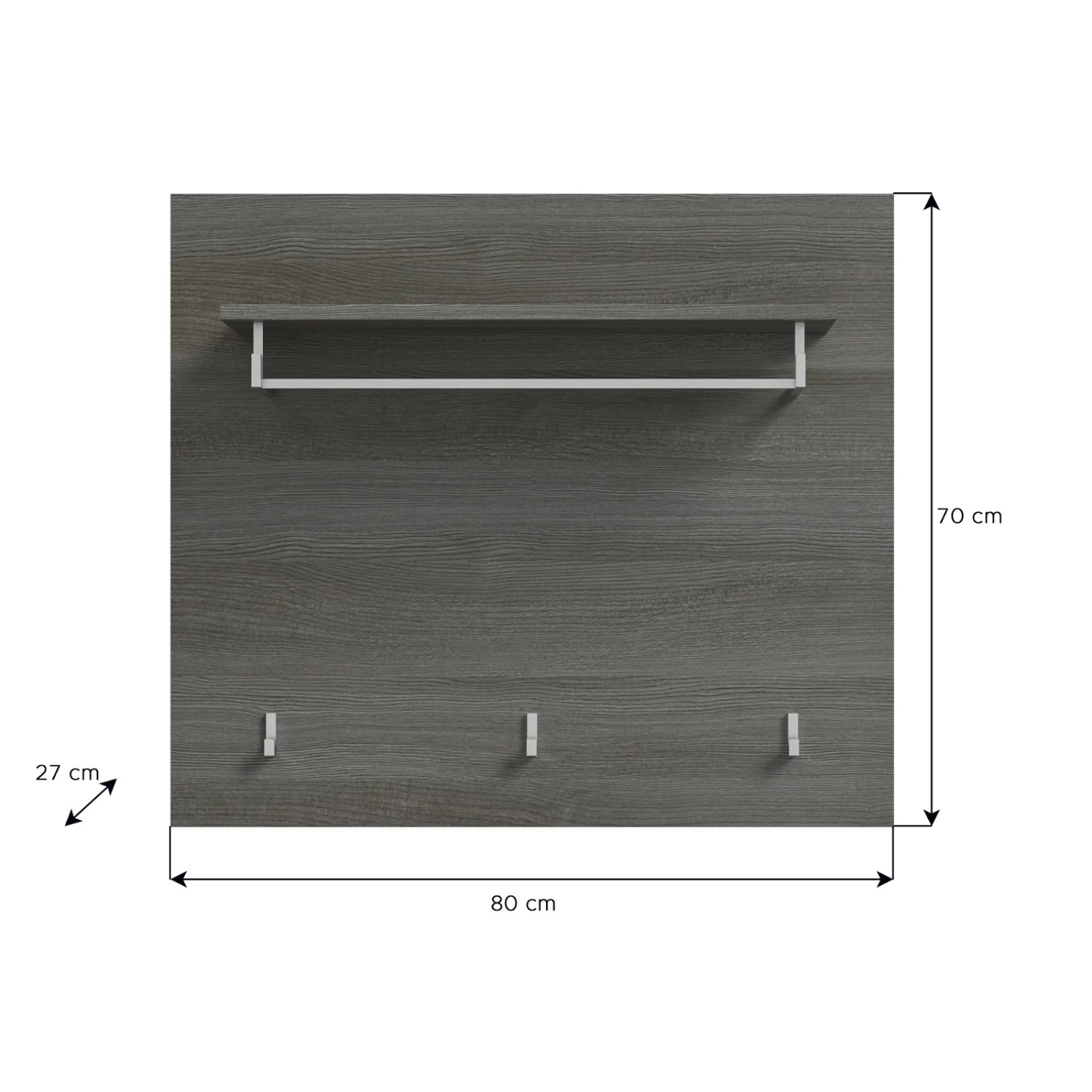 Inn.Furn Garderobenpaneel Grau 80 cm mit Kleiderstange Rumba_9