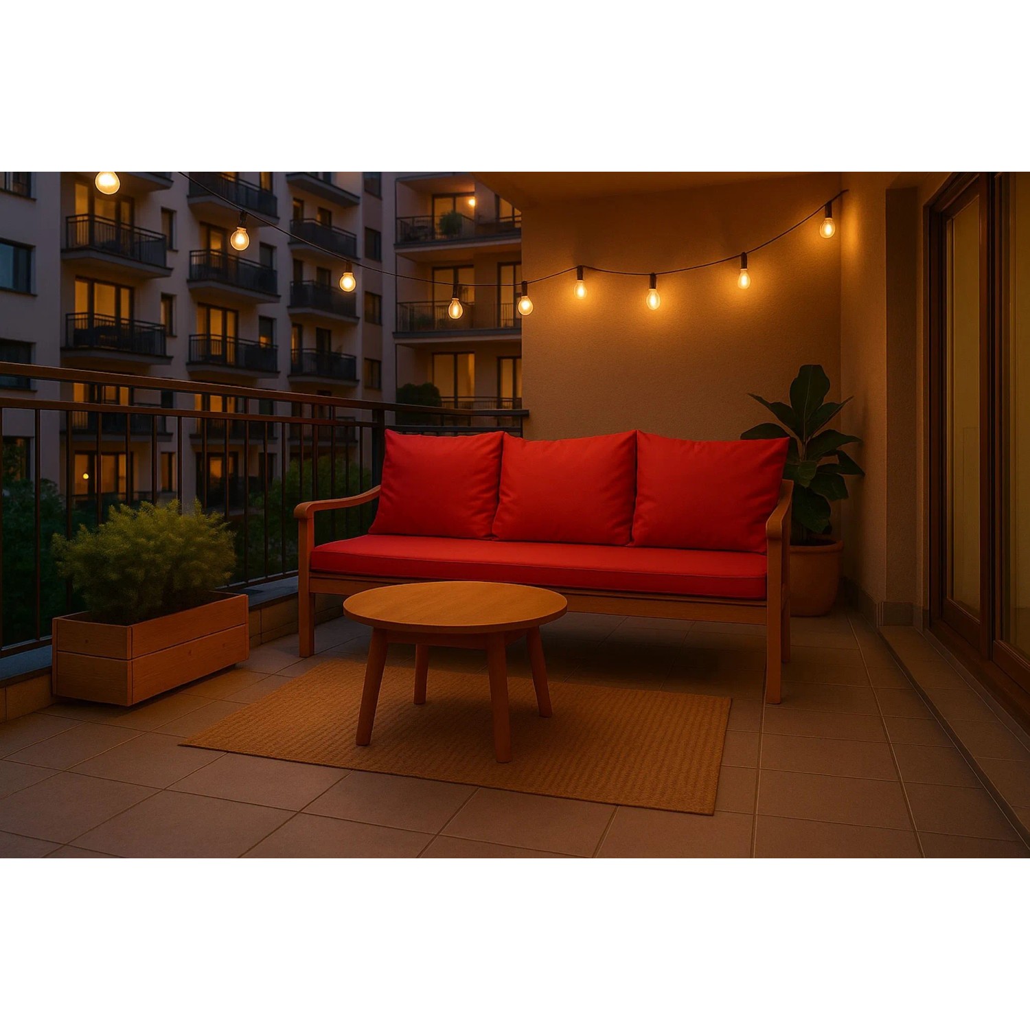 Rotes Setgarden Mix Bench Kissen auf Gartenbank für 2-Sitzer, Outdoor Kissen für Terrasse.