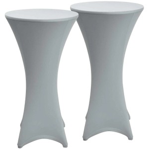 Beautissu Stella Stehtischhusse Ø 80cm Silber 2tlg