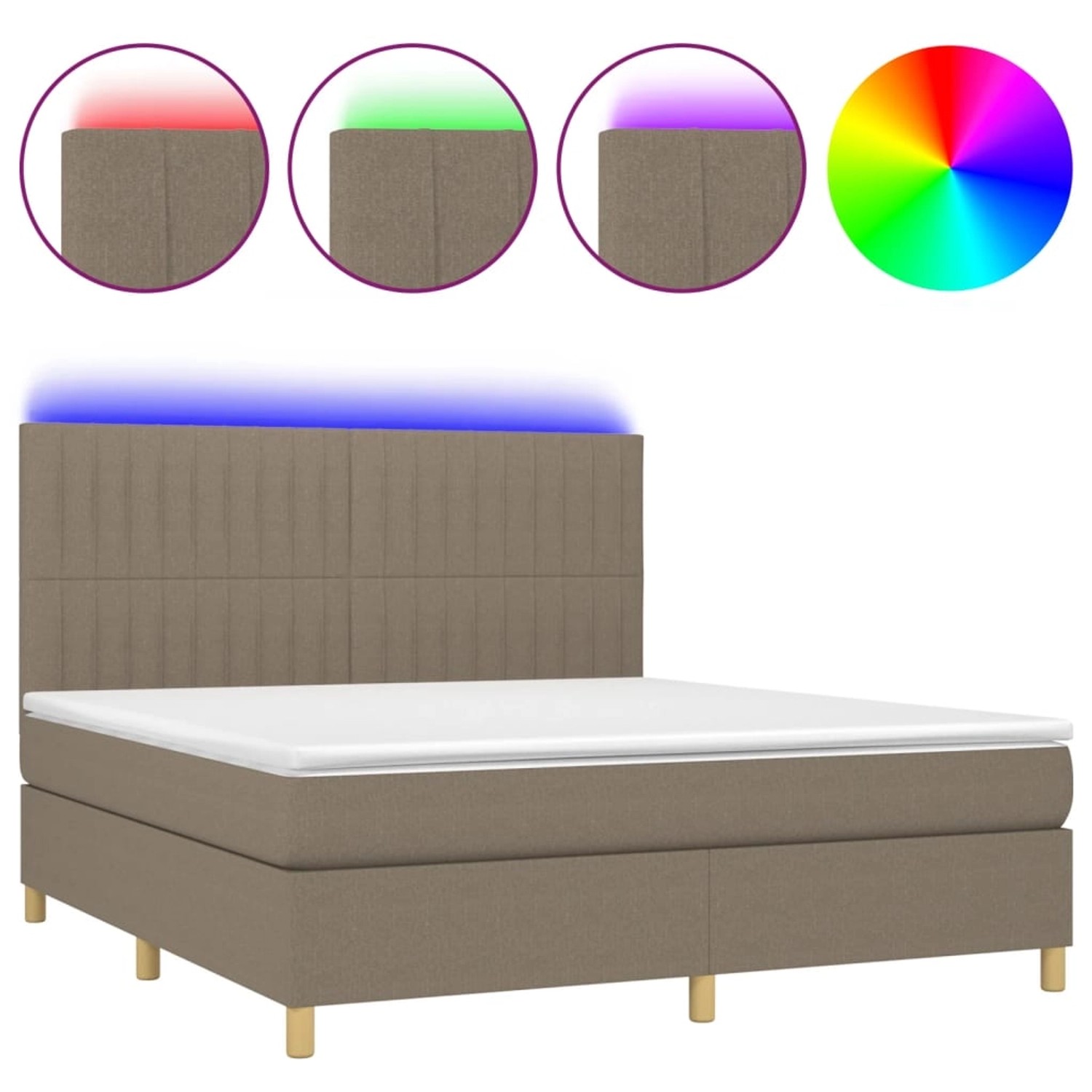 vidaXL Boxspringbett mit Matratze & LED Taupe 160x200 cm Stoff 3135609 günstig online kaufen