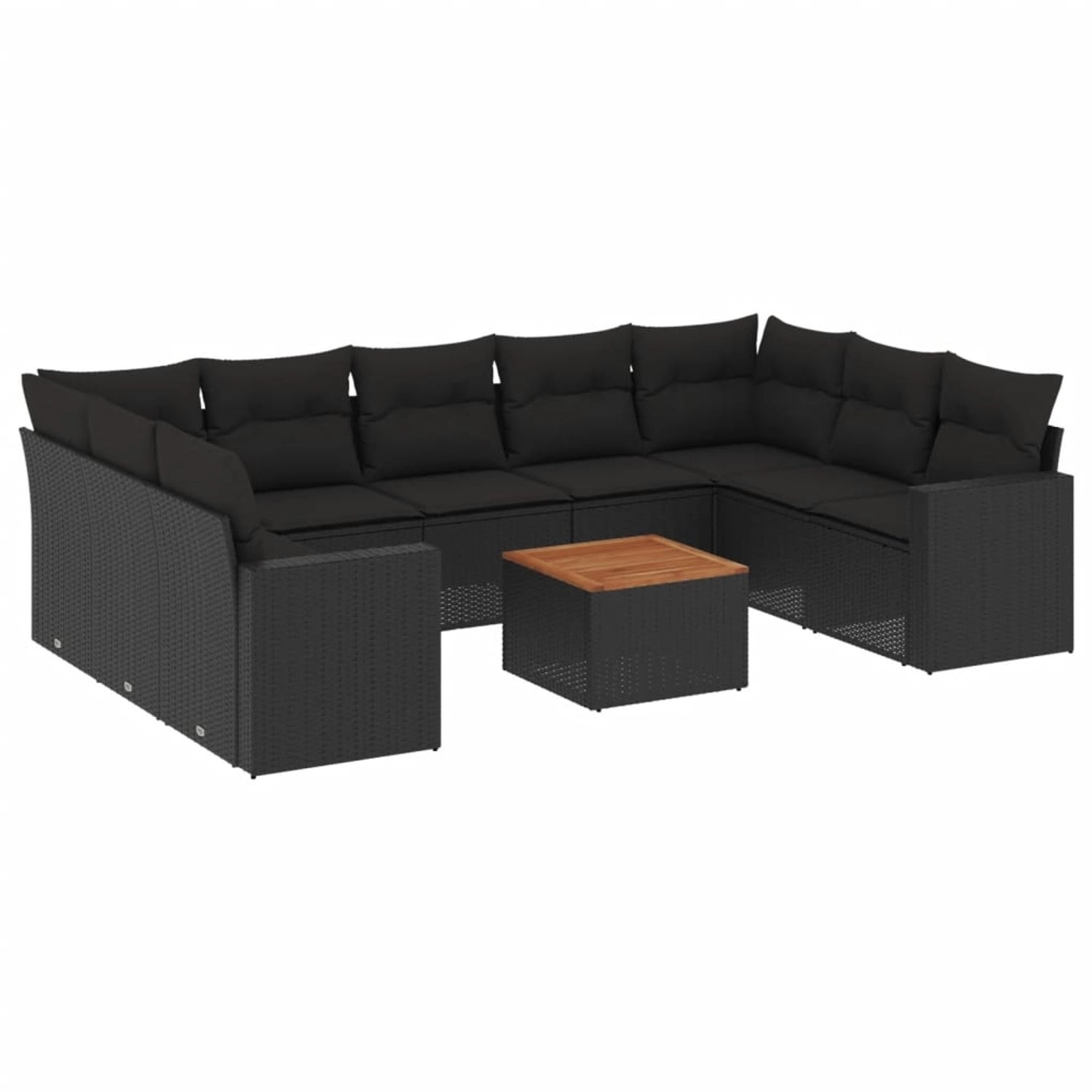 vidaXL 10-Tlg Garten-Sofagarnitur mit Kissen Schwarz Poly Rattan 3256594 günstig online kaufen