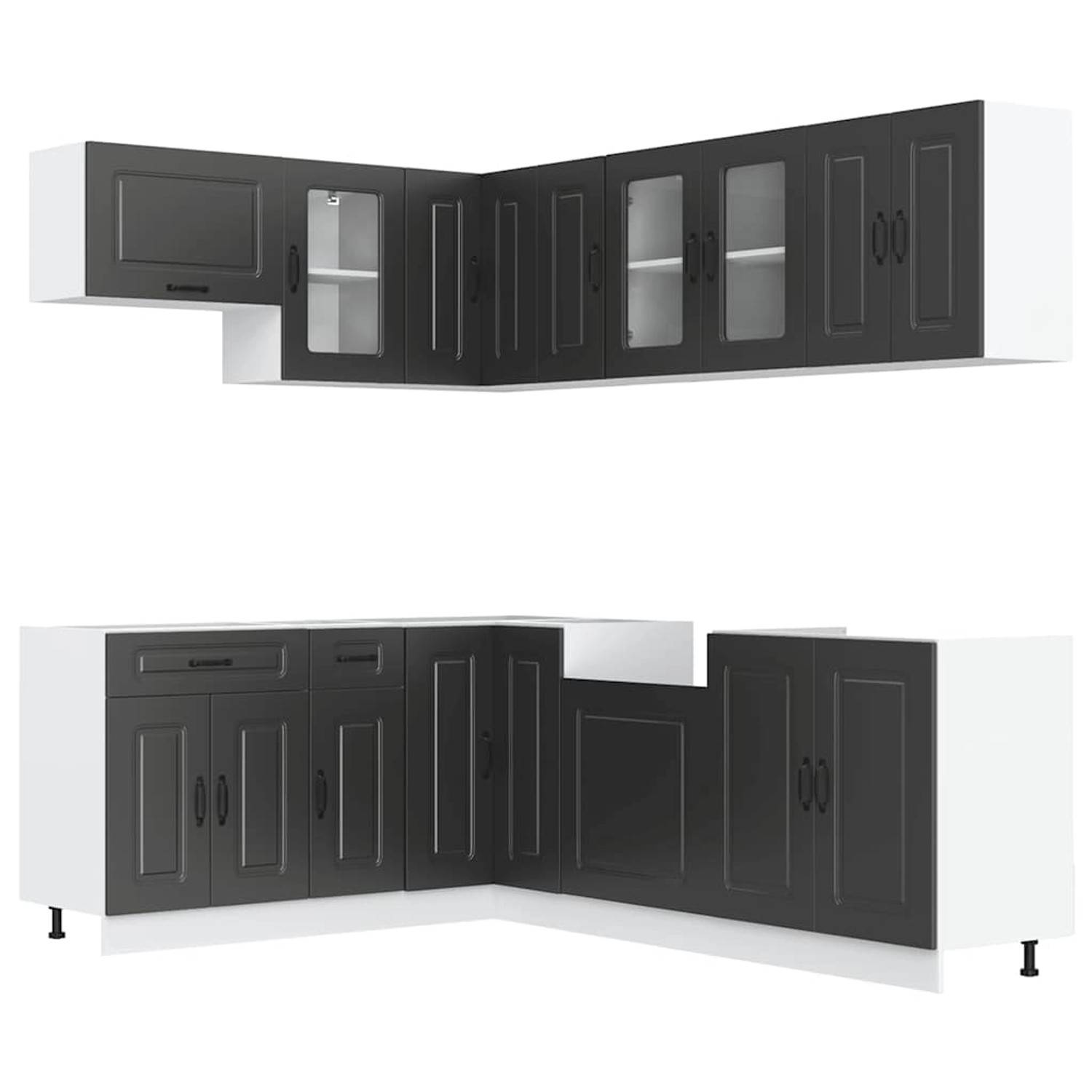 vidaXL 11-Tlg Küchenschrank-Set Kalmar Schwarz Holzwerkstoff 3314882 günstig online kaufen