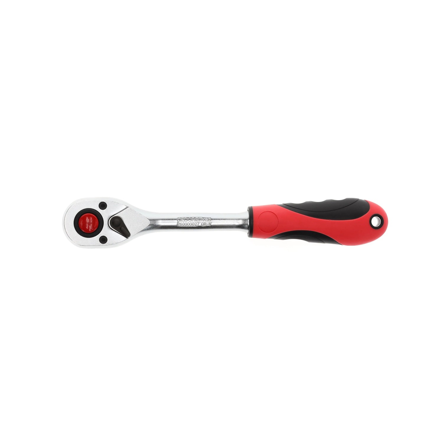 Gedore Umschaltknarre 12,5 mm (1/2) mit rot-schwarzem Griff. Feinverzahnt für Schlüssel & Abzieher.