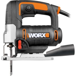 Worx Stichsäge WX478.1 mit 650 W, werkzeuglosem Sägeblattwechsel und Staubabsaugung.